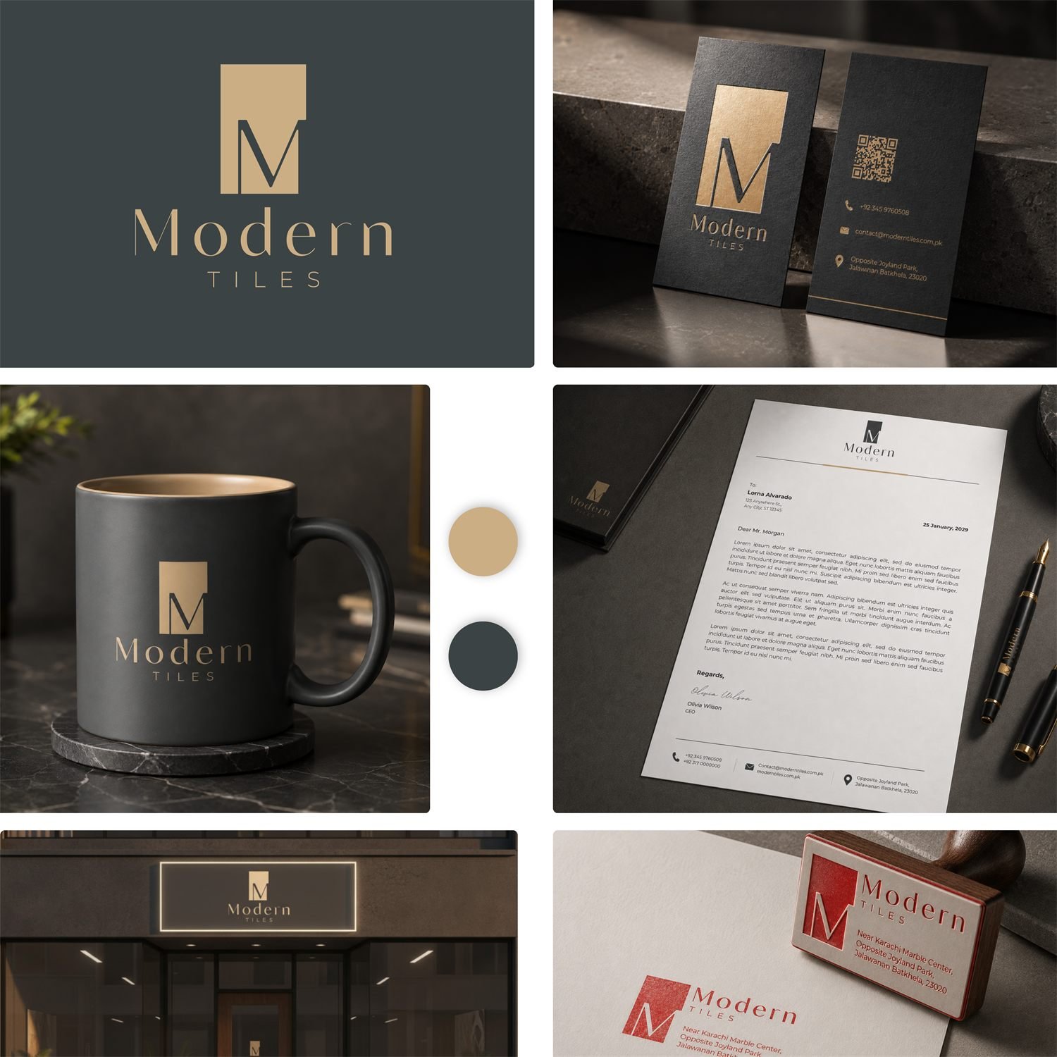 Modern tile showroom brand identity